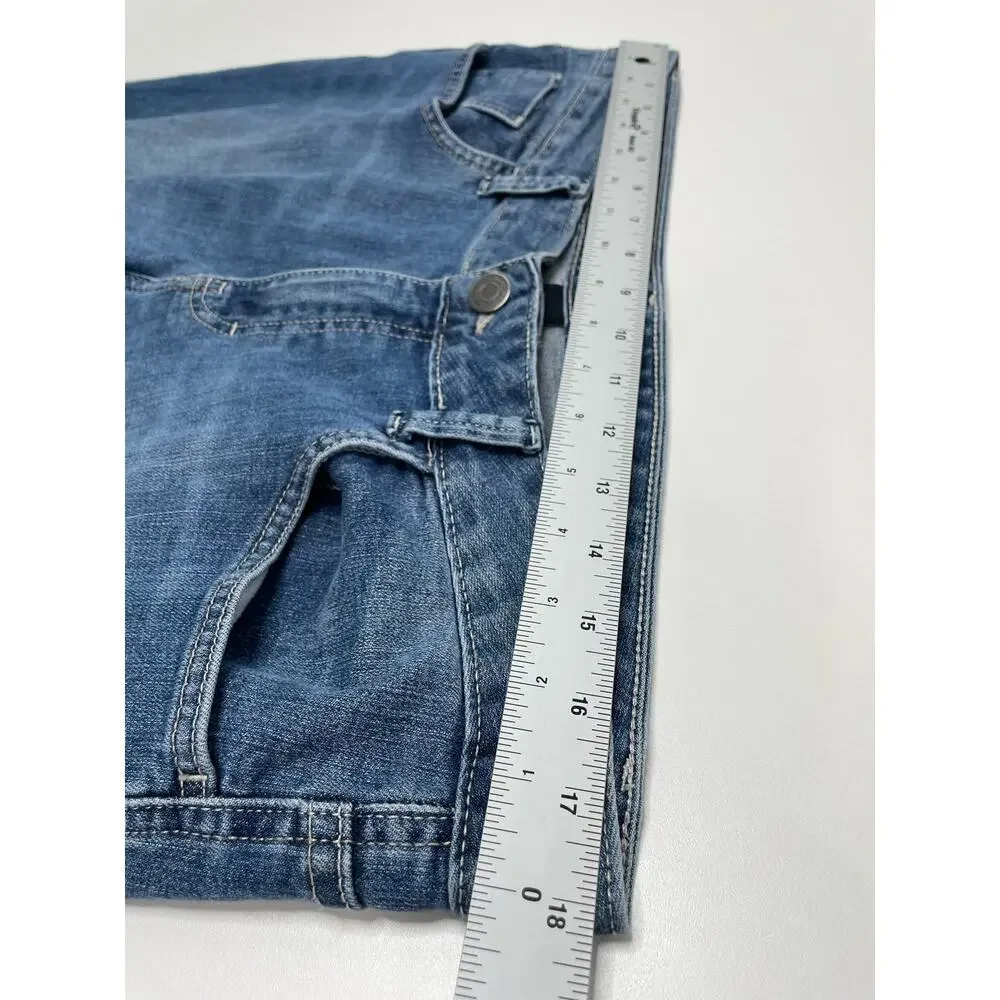 Calvin Klein‎ Whiskered Bootcut Jeans Mid Rise Denim Medium Wash Blue Womens 14